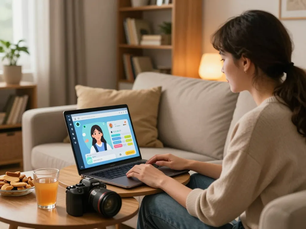 Engaging ai sex chat experience with AI companions in a cozy home.