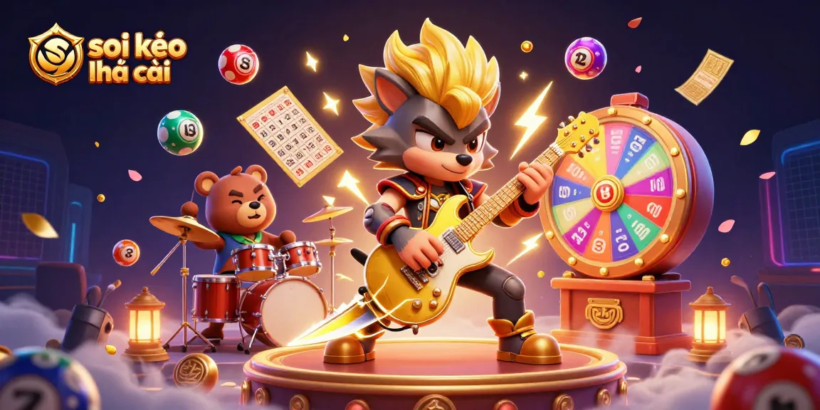 Soi kèo nhà cái highlights thrilling actions on a vibrant casino stage with dynamic elements and energetic characters.