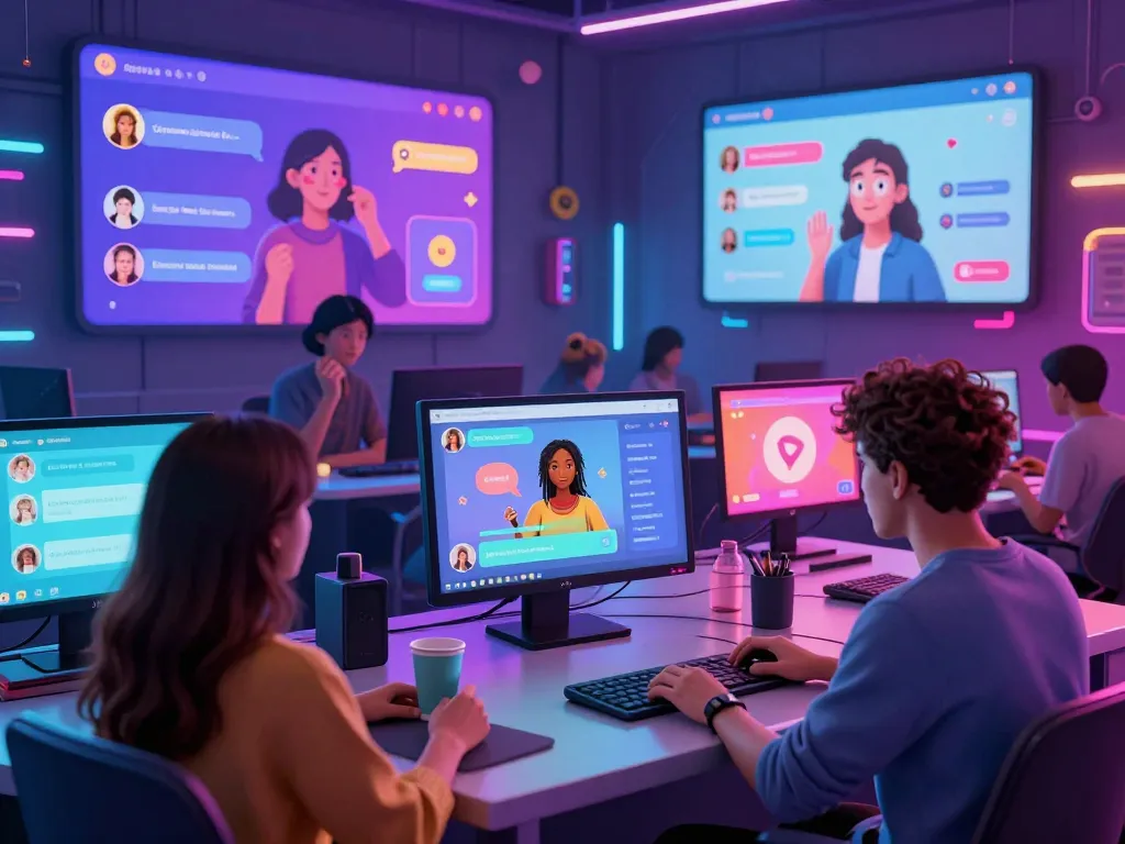 Engaging NSFW AI chat scene showcasing interactive avatars and vibrant digital interactions.