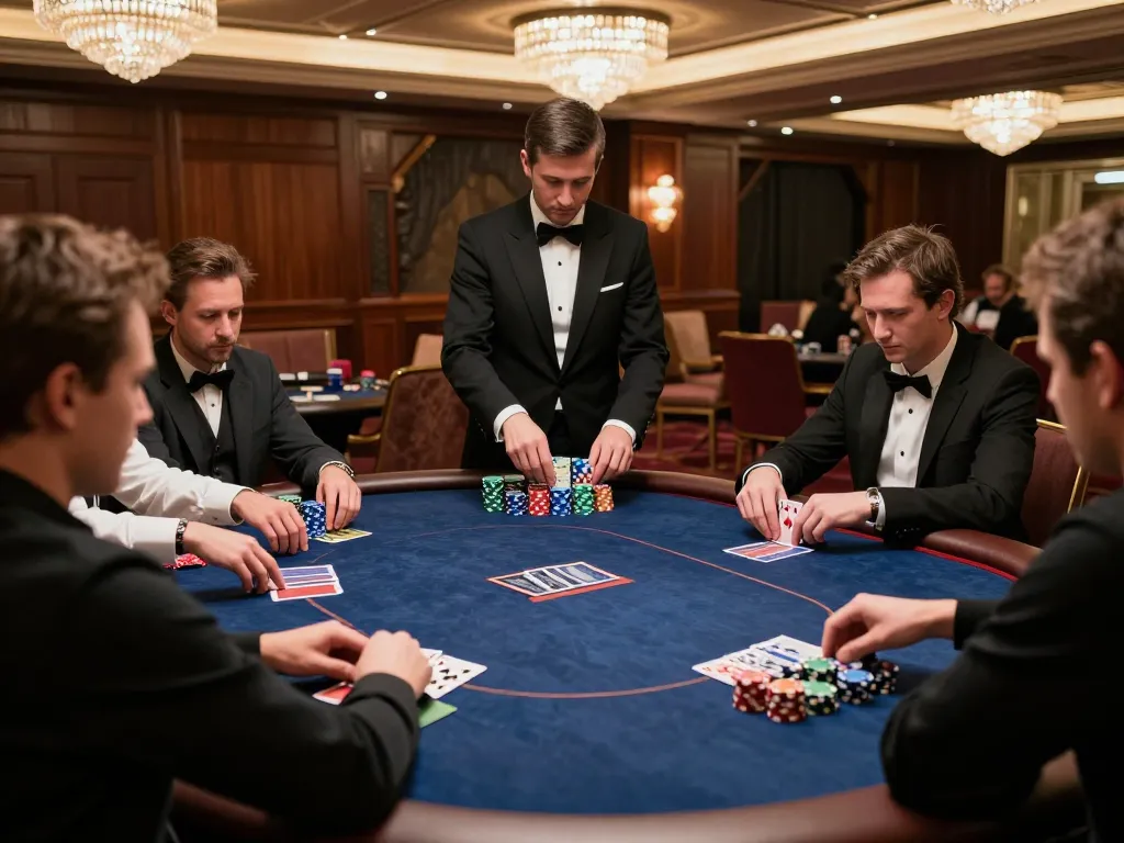u888 players engage in an intense poker game amidst luxury casino ambiance
