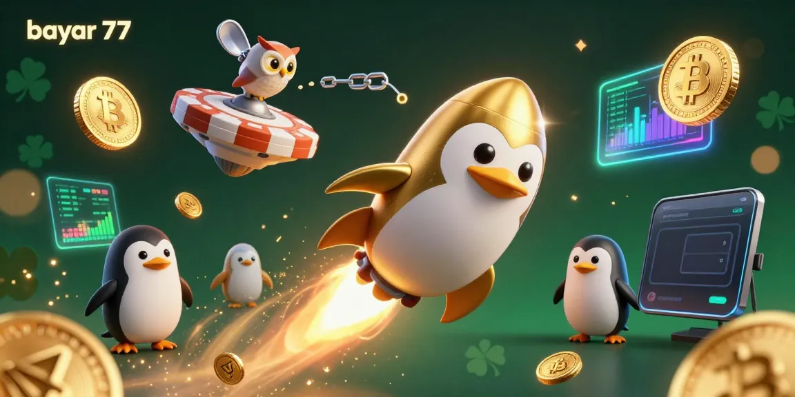 Experience seamless gameplay with bayar 77 as the golden penguin takes flight to the casino!