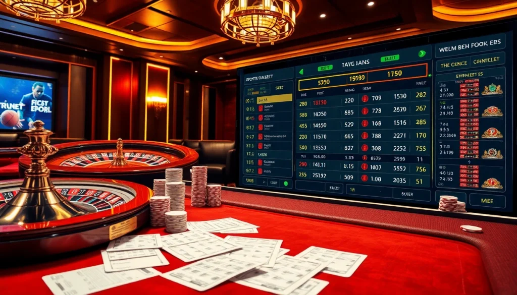 Mastering แทงบอลยังไง in a luxurious casino setting with poker chips and betting slips.