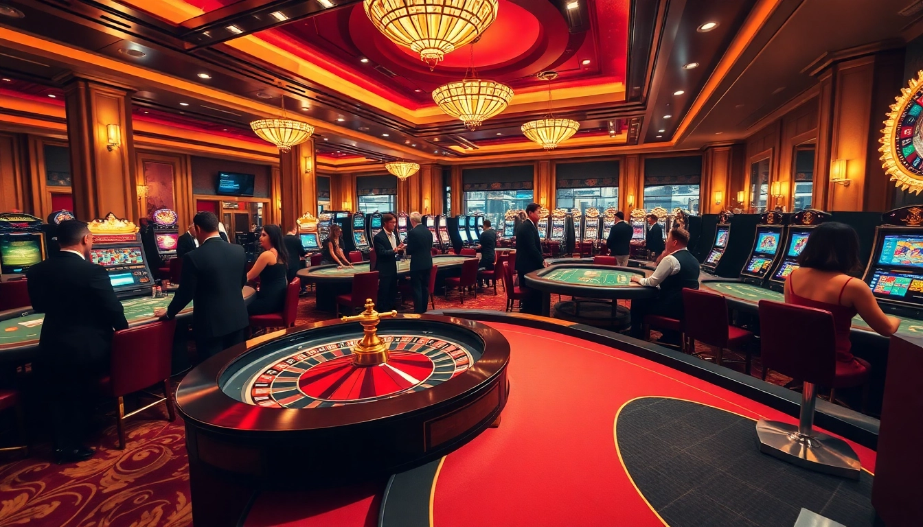 SODO-themed casino scene featuring players at roulette and poker tables, embodying luxury and excitement.