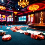 Engaging gaming scene showcasing TRANG GAME B8 with casino tables and vibrant slot machines.