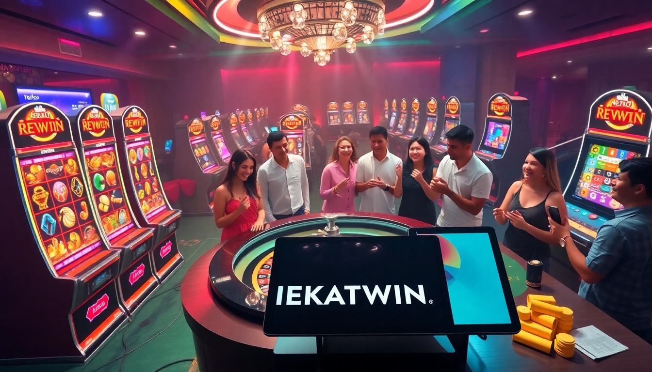 Experience the excitement of situs nekatwin with vibrant online casino visuals of spinning slots and eager players.