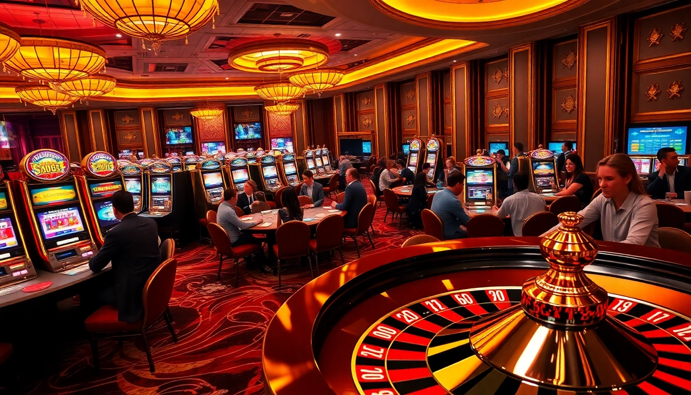 Experience the thrill of casino games at MV88, featuring lively tables and vibrant slot machines.