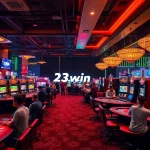 Exciting gaming experience at 23win online casino with vibrant atmosphere and modern tables.