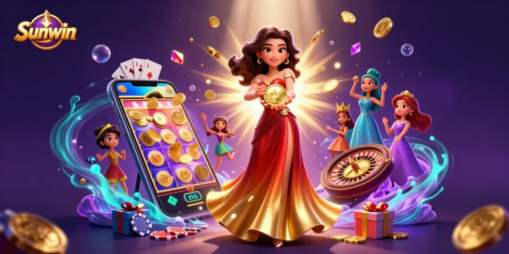 Experience thrilling gambling with Sunwin in an enchanting casino illustration