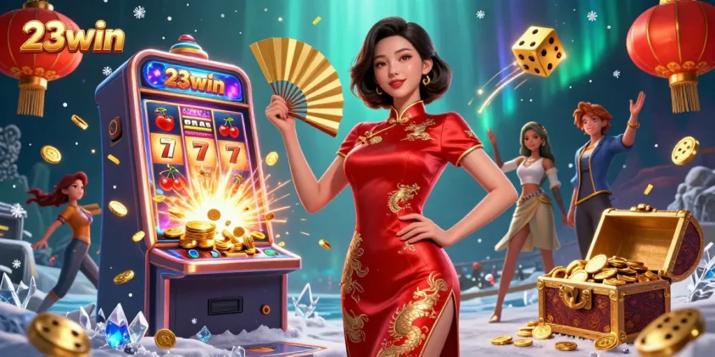 Play slot games and win big with 23win's exciting jackpot features and colorful casino elements.