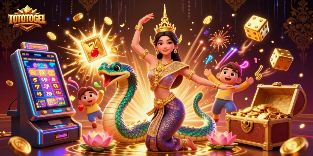 TOTOTOGEL showcases dynamic casino action with vibrant characters in a thrilling 3D illustration