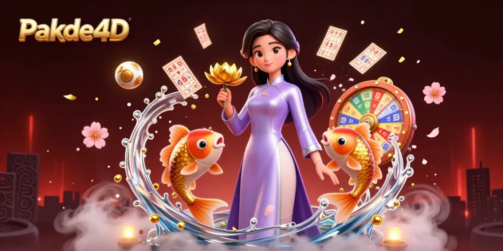 Experience Pakde4D's vibrant lottery scene featuring dynamic game elements and engaging characters in a stunning design.