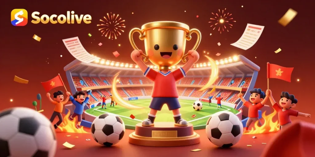 Socolive engages viewers with lively football action and immersive betting experiences in a vibrant scene.
